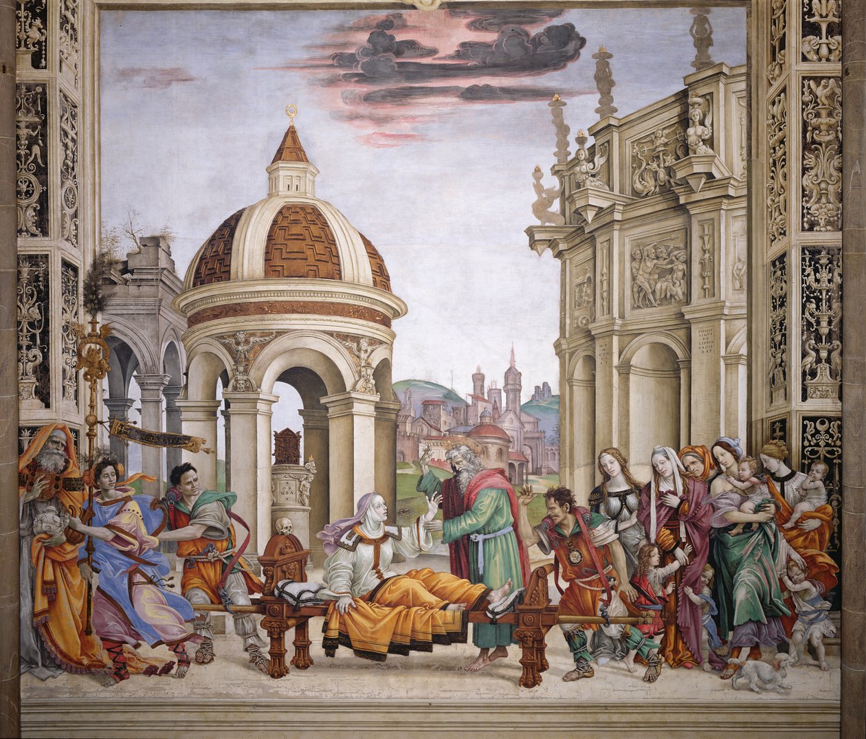 Severní stěna kaple Strozzi, Povýšení Drusiany sv. Janem Evangelistou, kolem 1457-1502 od Filippino Lippi