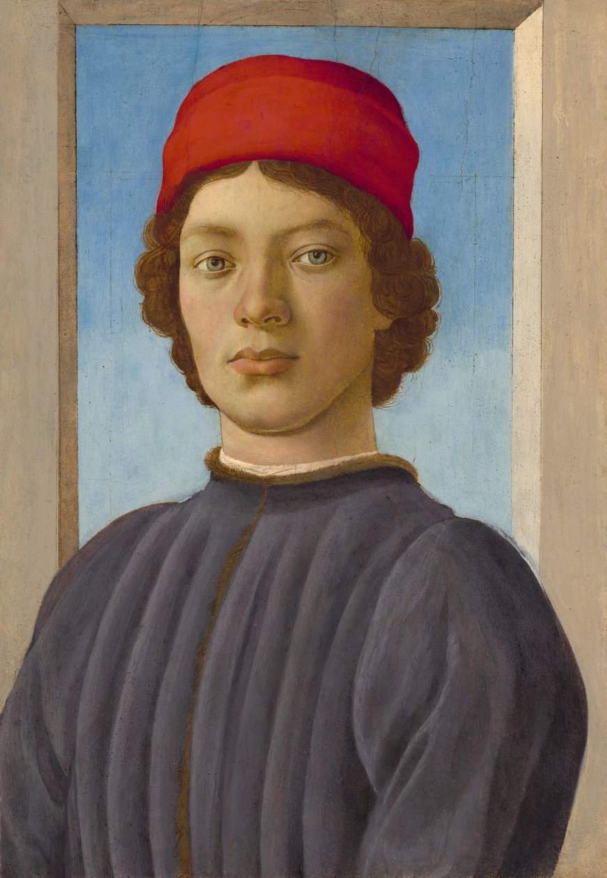 Portrét mladého muže s červenou čepicí od Filippino Lippi