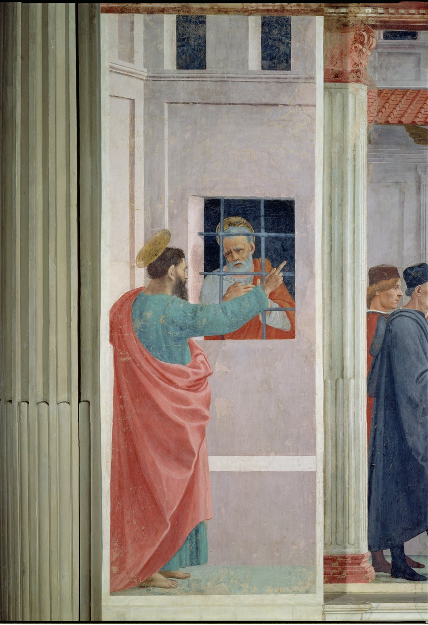 Svatý Petr navštívil ve vězení sv. Pavel, kolem roku 1480 od Filippino Lippi
