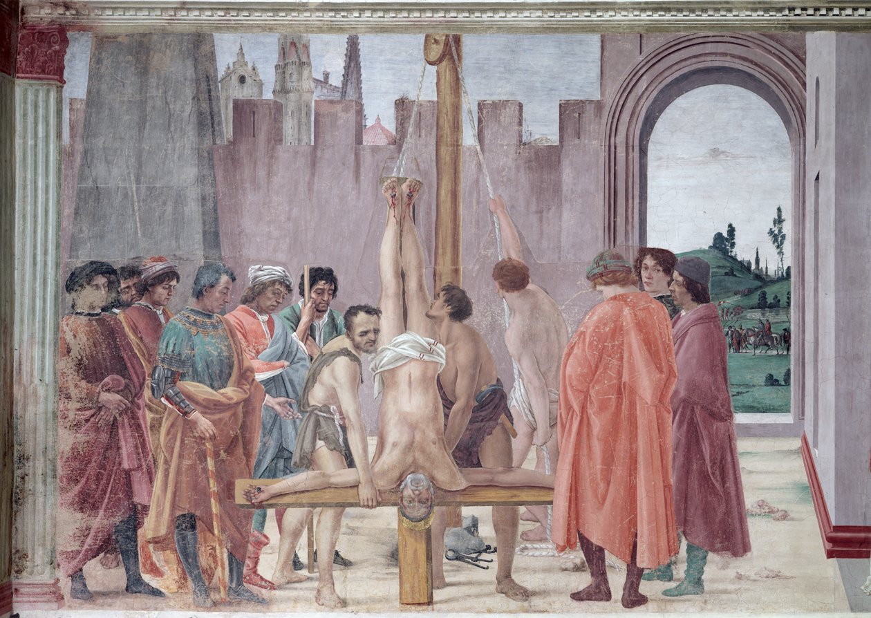 Ukřižování svatého Petra, c.1484-85 (po restaurování) od Filippino Lippi