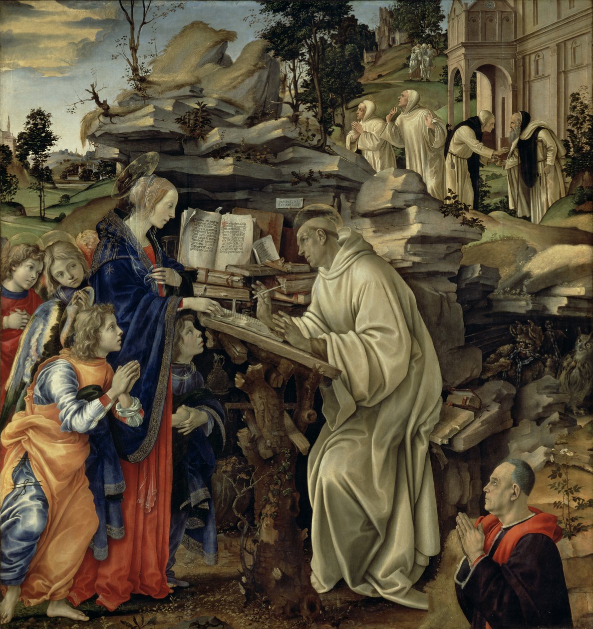 Vidění svatého Bernarda, asi 1485-87 (tempera a olej na desce) (detail viz 82733) od Filippino Lippi
