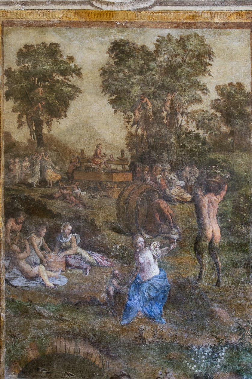 "Harvest", detail z Camerino dei Baccanali (čerstvé) od Filippino (and workshop) Lippi