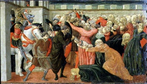 The Massacre of the Innocents, detail panelu predella, cca 1470 (tempera na panelu) od Filippino (and workshop) Lippi