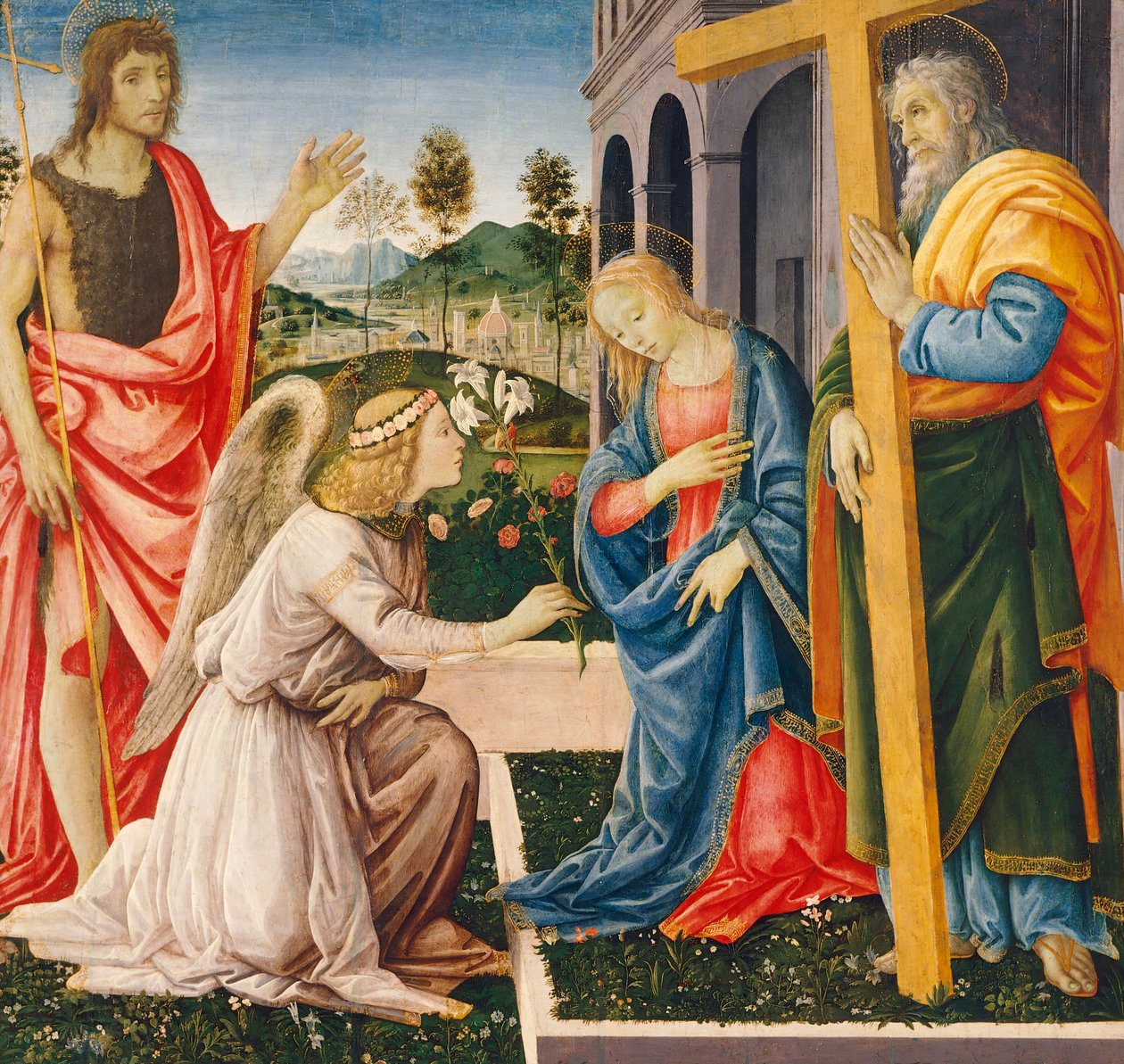 Zvěstování a svatí, od Filippino Lippi (1457-cca 1504), olej na plátně od Filippino Lippi