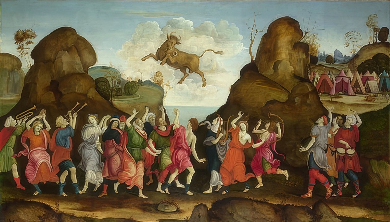 Zbožňování býka. Kolem 1500 od Filippino Lippi