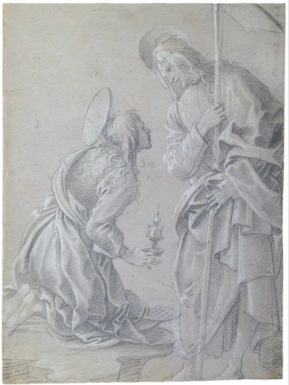 Klečící svatá Máří Magdaléna a stojící Kristus od Filippino Lippi