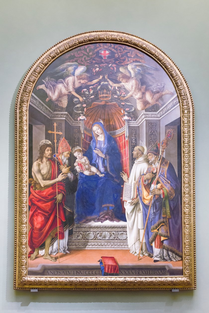 Madona s dítětem trůnící se svatým Janem Křtitelem a svatými, známý jako Ottův oltář od Filippino Lippi
