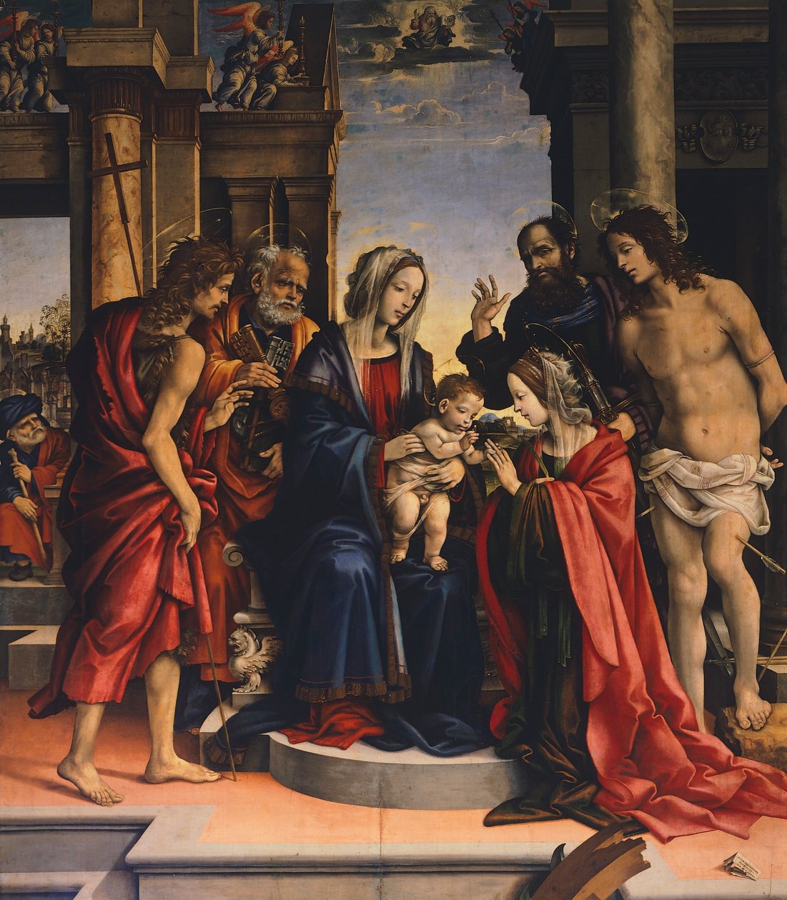 Mystický sňatek svaté Kateřiny Alexandrijské, Filippino Lippi (1457 cca-1504), olej na panelu, bazilika San Domenico, Bologna od Filippino Lippi