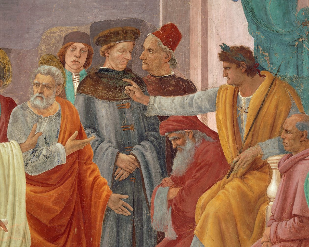 Svatý Petr konfrontuje Simona Maguse před Nerem, Filippino Lippi, detail fresky od Filippino Lippi