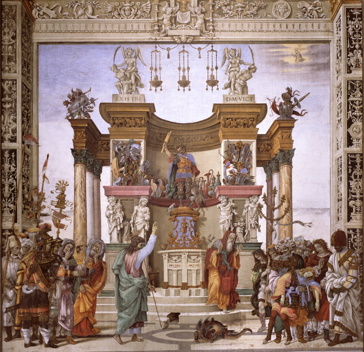 Svatý Filip vymítá démona z Martova chrámu, jižní stěna kaple Strozzi, kolem 1497-1502 (viz 208286) od Filippino Lippi
