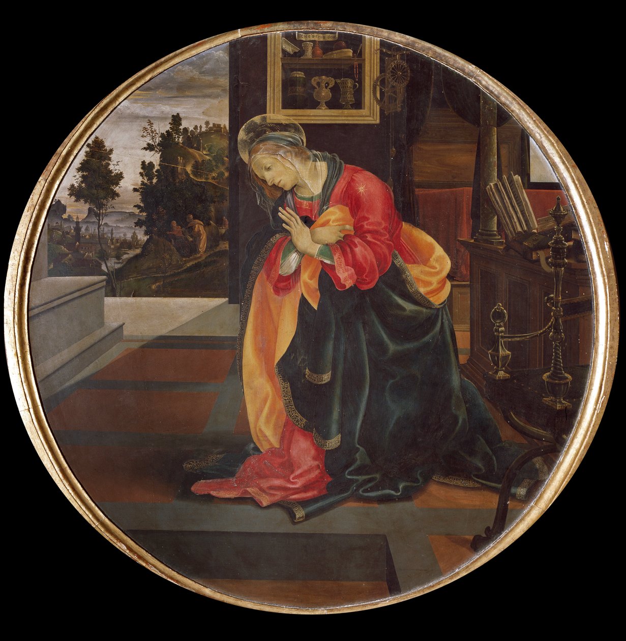 Zvěstování. Detail Panny Marie (olej na plátně od Filippino Lippi