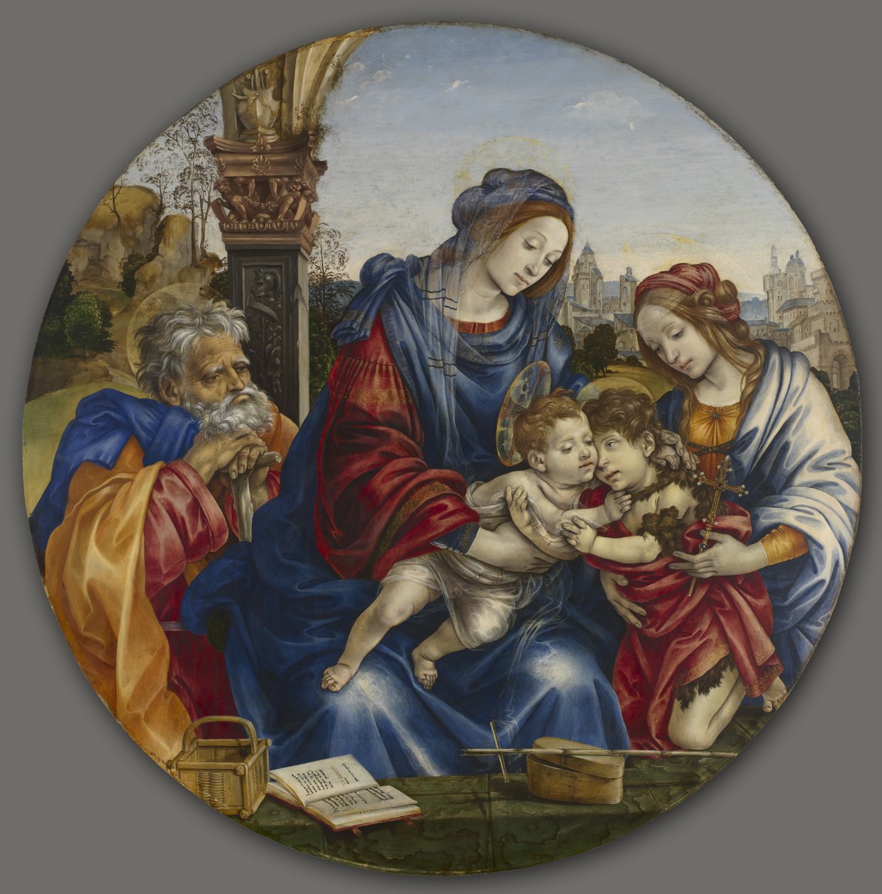 Svatá rodina se svatým Janem Křtitelem a svatou Markétou, kolem roku 1495 (tempera a olej na dřevě) od Filippino Lippi