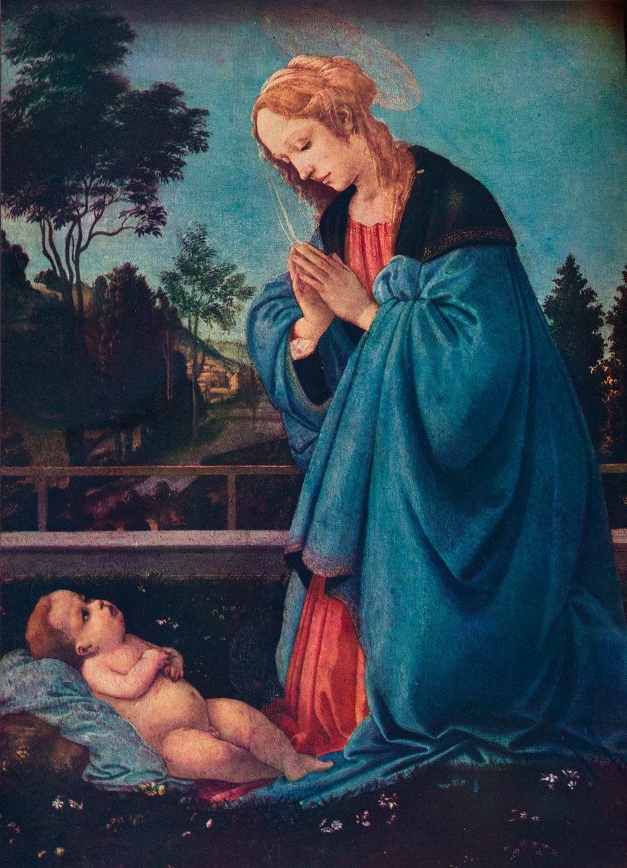 Madona uctívající Ježíška, 15. století, 1910 od Filippino Lippi