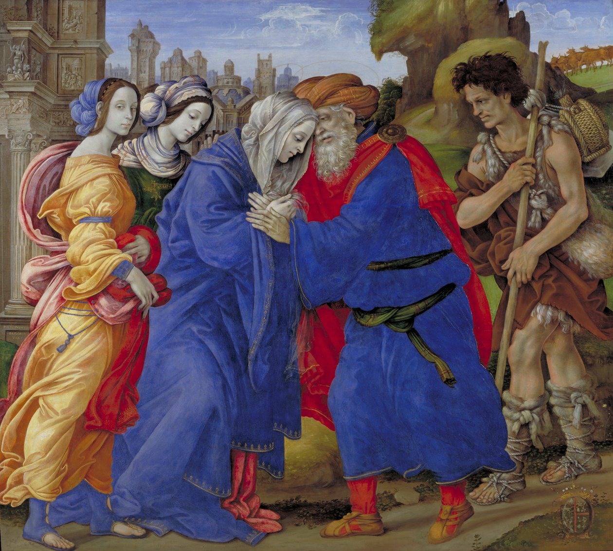 Setkání Joachima a Anny před Zlatou bránou Jeruzaléma od Filippino Lippi