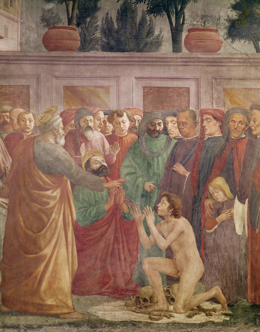 Vzkříšení Teofila, syna antiochijského krále, detail svatého Petra a Teofila, asi 1425-27, dokončeno 1484-85 (detail 63302) od Filippino Lippi