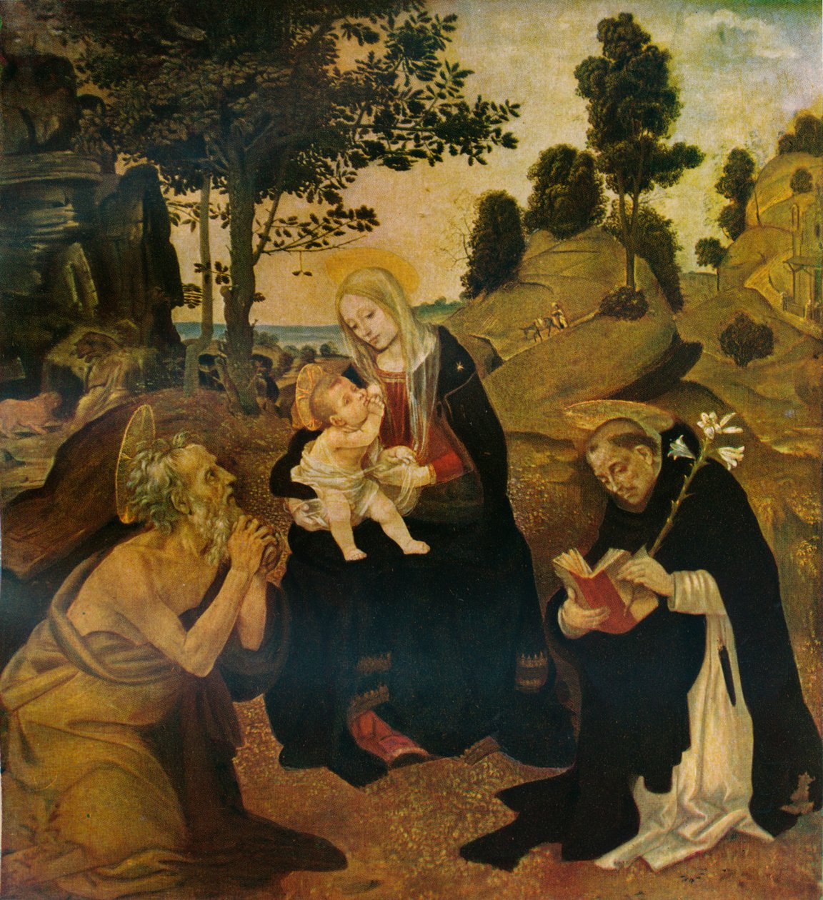 Panna a dítě se svatými Jeronýmem a Dominikem, c1485, 1911 od Filippino Lippi