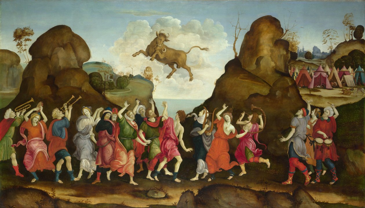 Uctívání egyptského býčího boha, Apis, c. 1500 od Filippino, Lippi
