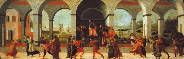 Tři scény z historie Virginie (olej na panelu) od Filippino Lippi