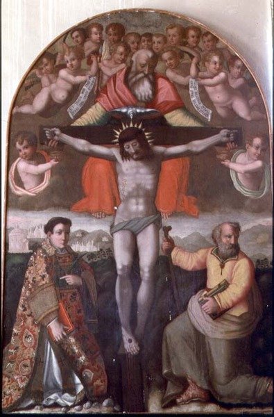 Trojice s SS. Stephen a Philip, centrální panel oltářního obrazu (tempera na panelu) od Filippino Lippi
