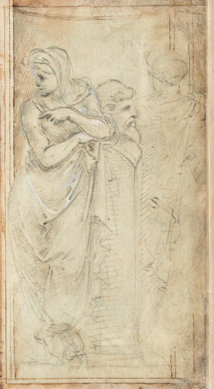 Dvě zahalené ženy stojící na obou stranách Herm od Filippino Lippi