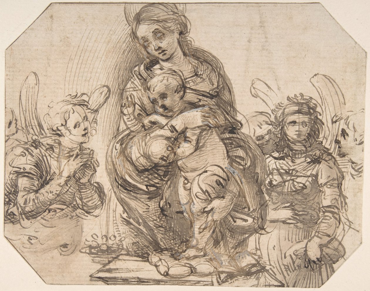 Panna a dítě navštěvované anděly, 145758-1504. od Filippino Lippi.