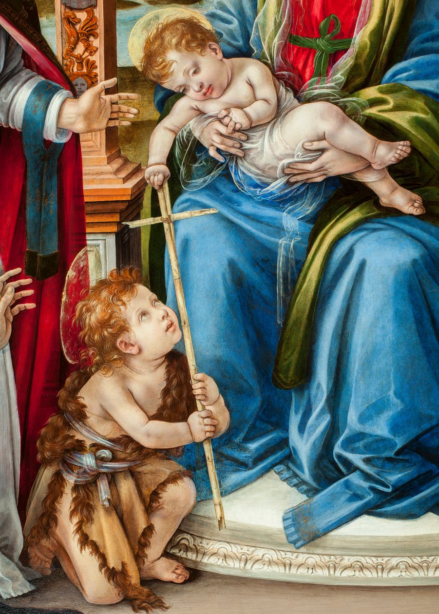 Panna s dítětem a svatý Jan Křtitel, svatý Martin a svatá Kateřina Alexandrijská) Detail oltářního obrazu Nerli (tempera na panelu od Filippino Lippi
