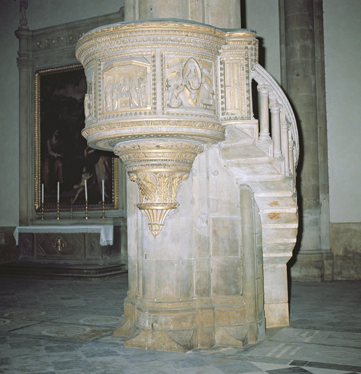 Kazatelna, 15. století (mramor a zlacení) od Filippo Brunelleschi