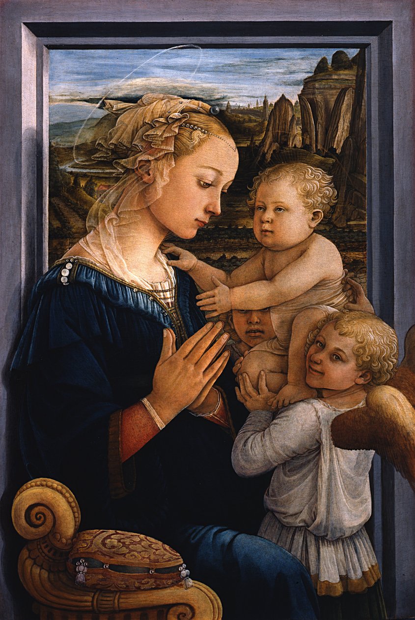 Madonna a dítě se dvěma anděly od Fra Filippo Lippi