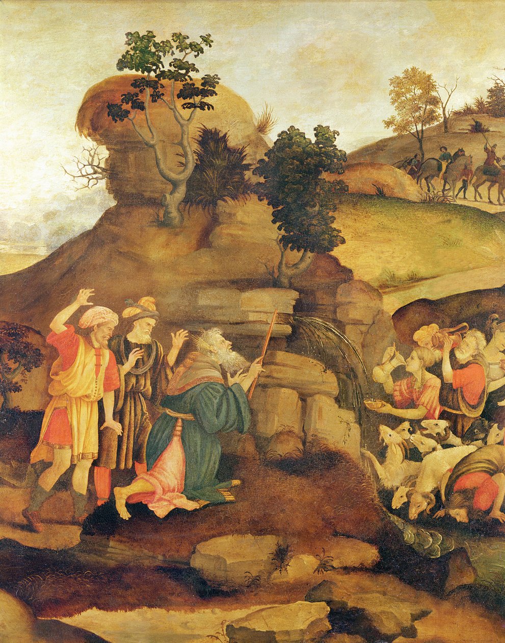 Mojžíš vynáší vodu ze skály, cca 1500 (detail) od Fra Filippo Lippi