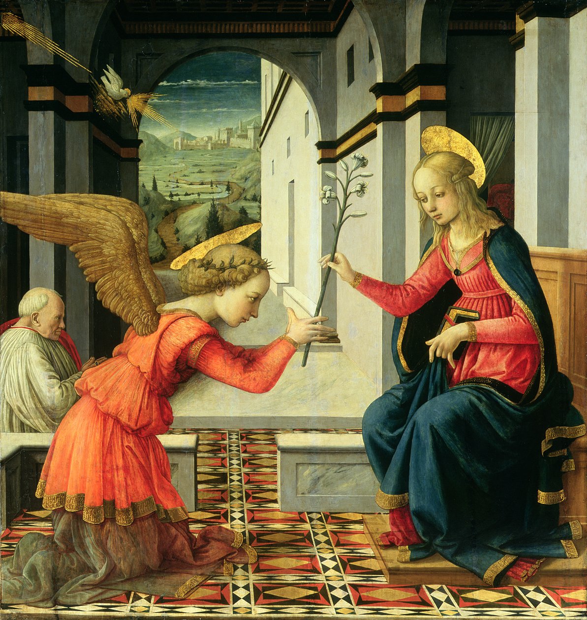 Tempera Zvěstování na detail panelu z 225657 od Fra Filippo Lippi