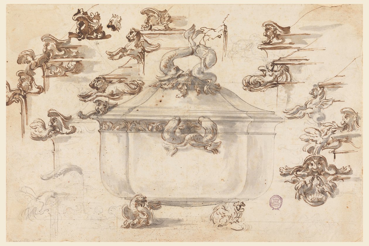 Kresba, návrhy pro Silver Tureen, 1769 od Filippo Marchionni
