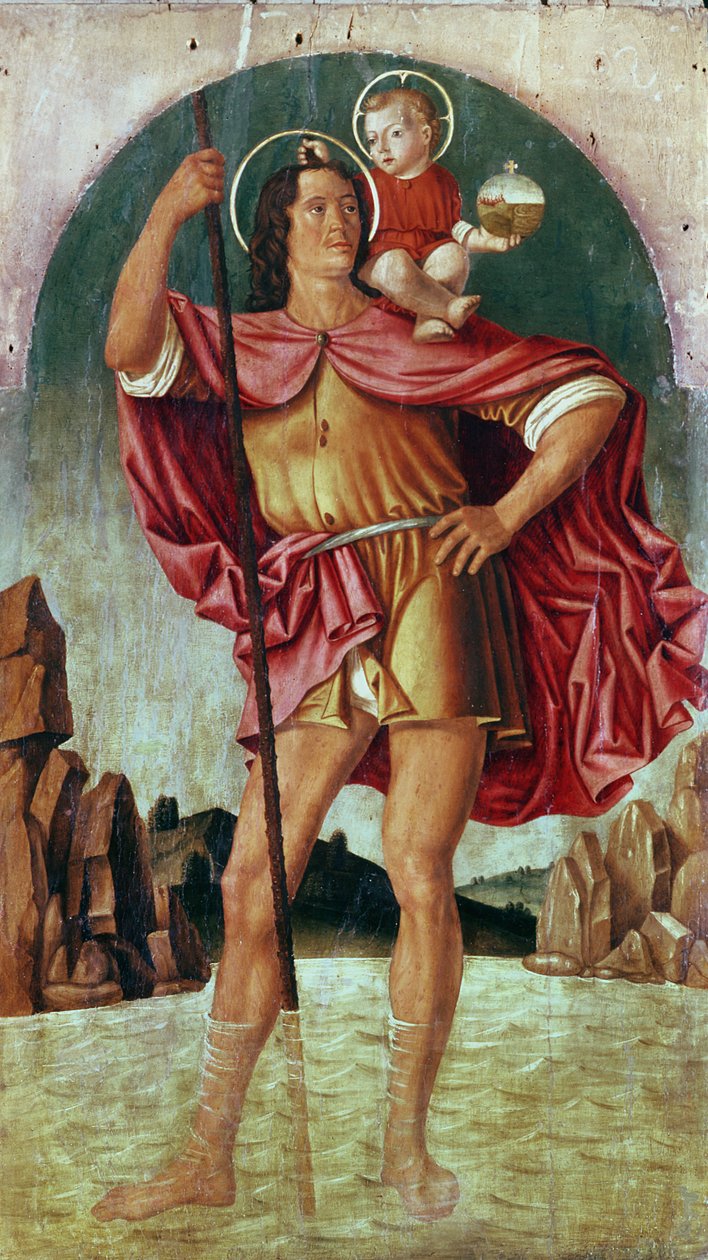 St. Christopher (tempera na panelu) od Filippo Mazzola or Mazzola dell