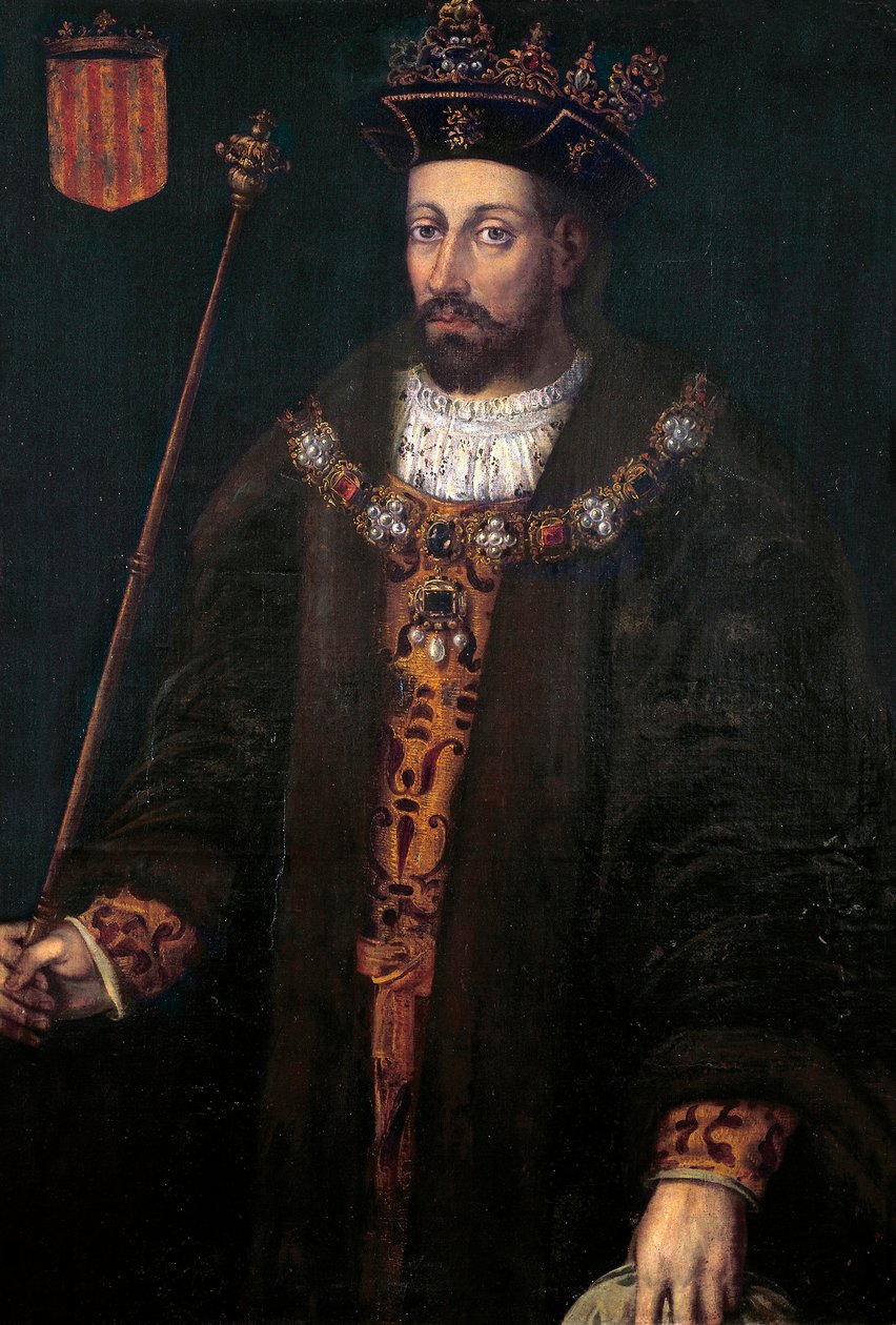 Portrét Alfonsa (Alfonse) III. Katalánského, IV. Aragonského, zvaného debonnaire (1299 - 1336), krále Aragonie a Sardinie (1327-1336) od Filippo Ariosto