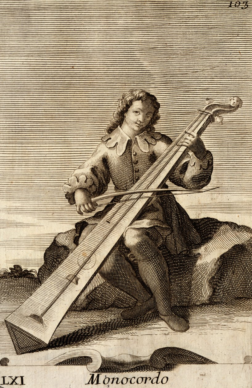 Muž hrající na monochord od Filippo Bonanni