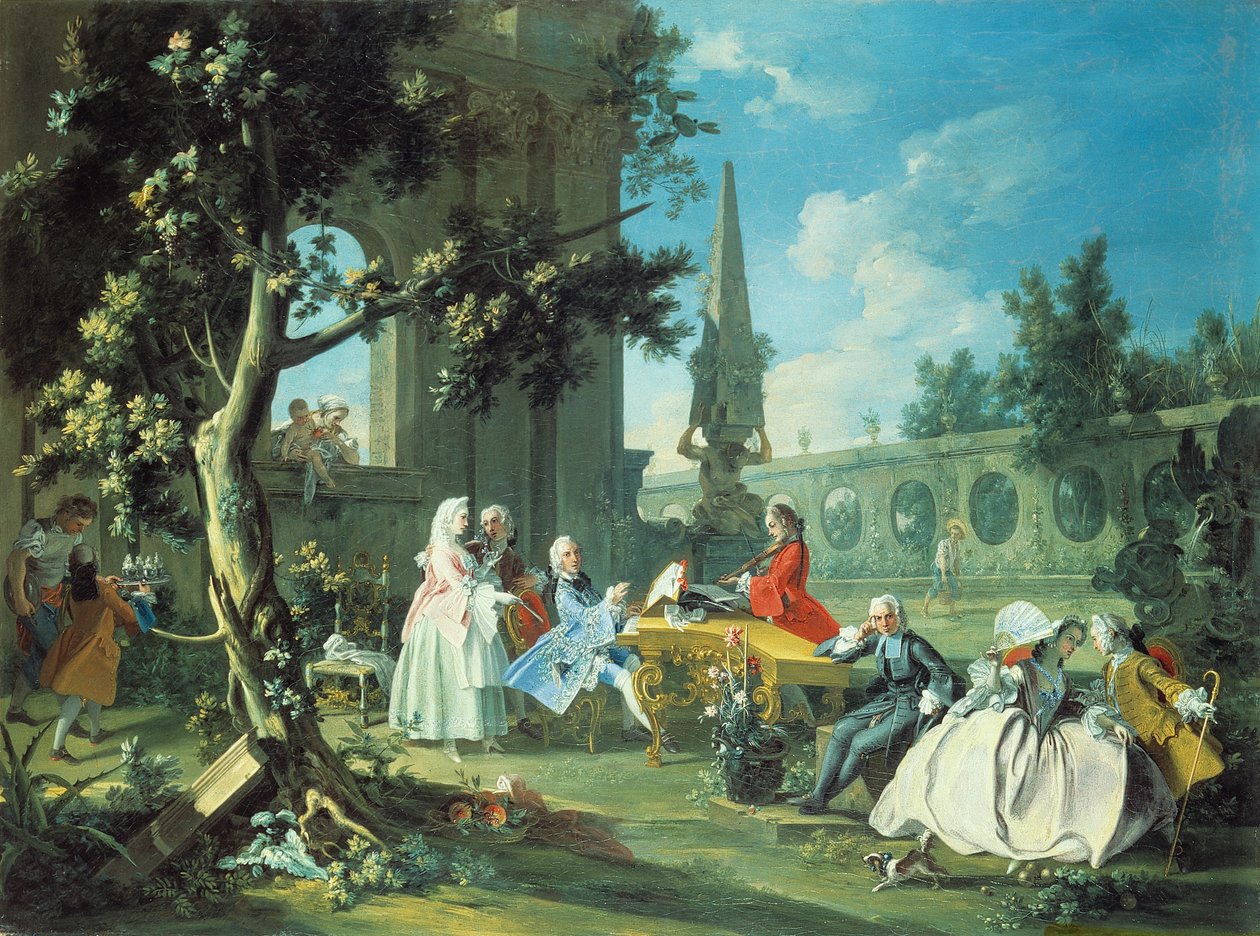 Koncert v zahradě, kolem roku 1750 od Filippo Falciatore