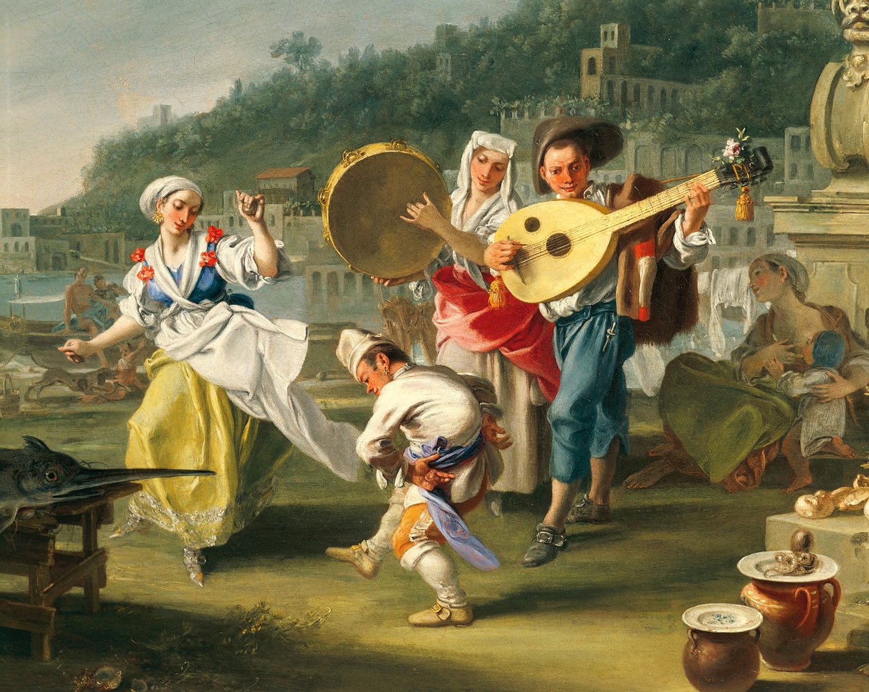Tarantella in Mergellina, asi 1750, Filippo Falciatore (1737-1768), olej na plátně, 76,2x102 cm, Detail, Itálie od Filippo Falciatore