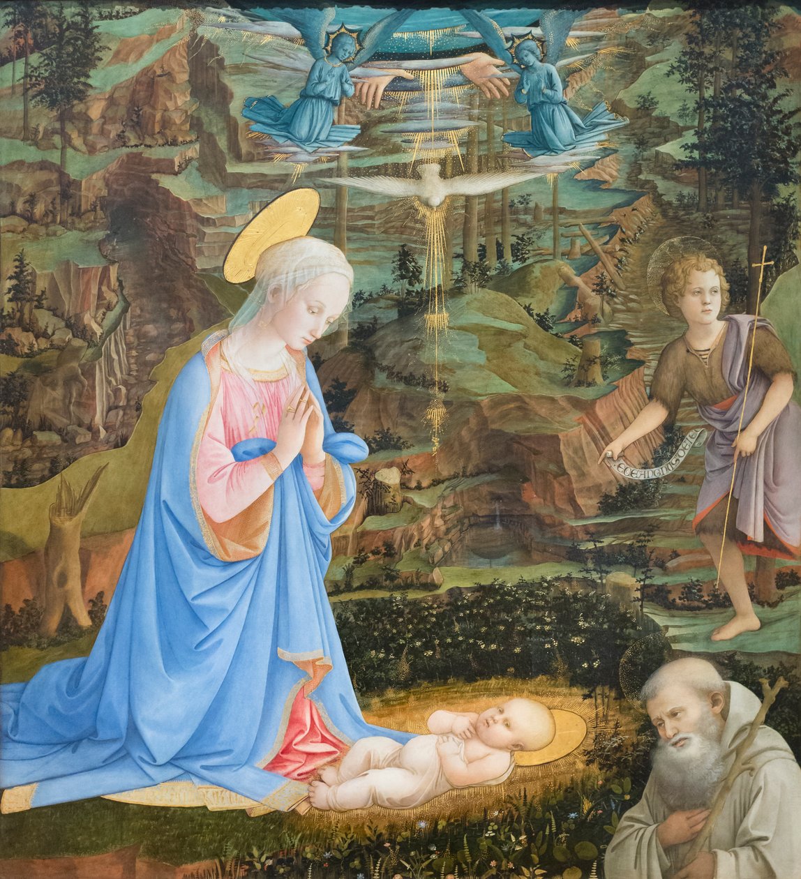 Lapsen palvonta nuoren pyhän Johannes Kastajan, pyhän Romualdin kanssa od Filippo Lippi