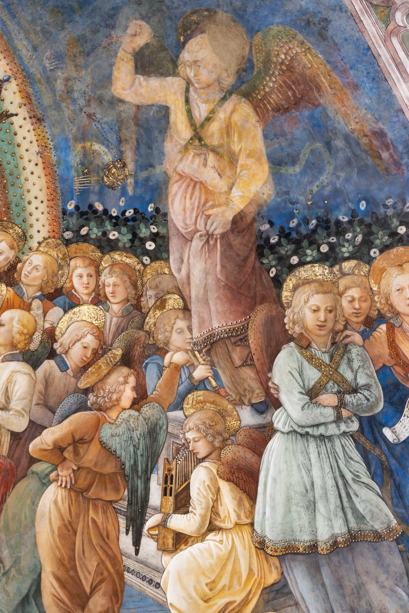 Andělé, detail korunovace Marie od Filippo Lippi