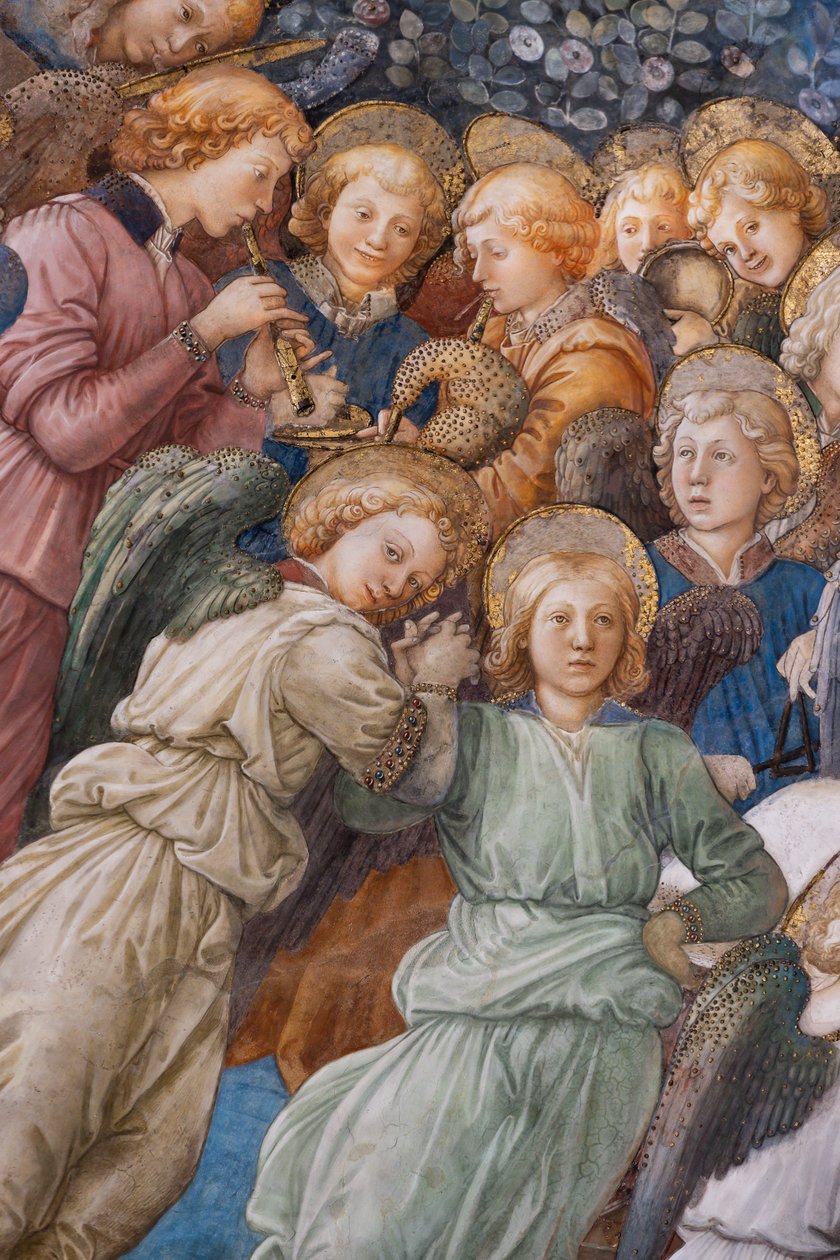 Andělé, detail korunovace Marie od Filippo Lippi