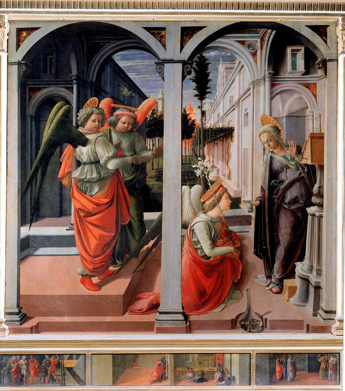 Zvěstování Detrempe na dřevě od Filippa Lippiho (asi 1406-1469) ca. 1440. Slunce. 175,25x183 cm Florencie, kostel San Lorenzo, kaple Martelli od Filippo Lippi