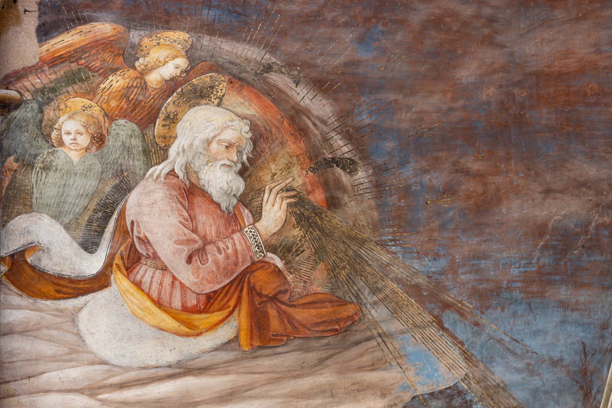 Bůh a dva andělé, detail korunovace Marie od Filippo Lippi
