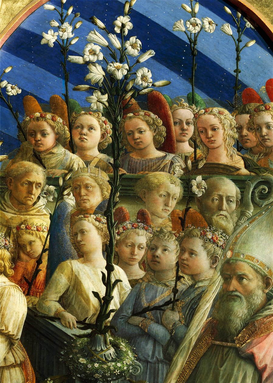 Coronazione Maringhi aneb Korunovace Panny od Filippa Lippiho (kolem 1406-1469), tempera na dřevě, 200x287 cm, detail od Filippo Lippi