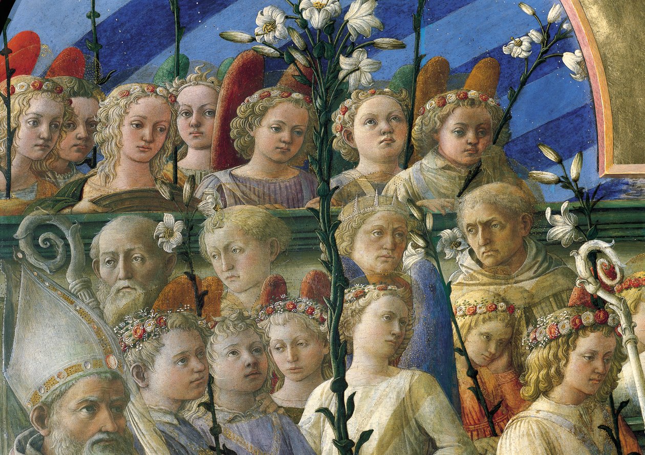 Coronazione Maringhi aneb Korunovace Panny od Filippa Lippiho (kolem 1406-1469), tempera na dřevě, 200x287 cm, Detail od Filippo Lippi