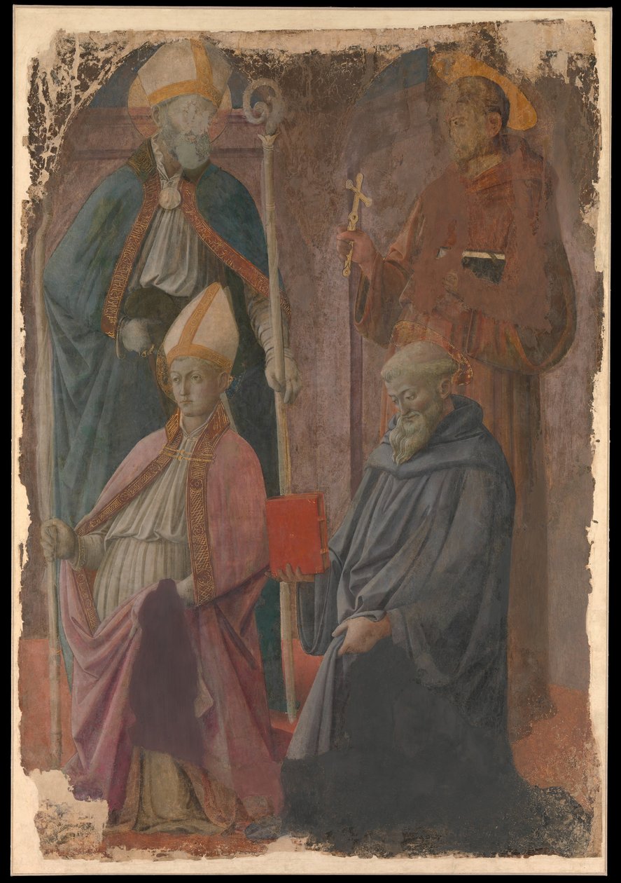Svatí Augustin a František, svatý biskup a svatý Benedikt. od Filippo Lippi