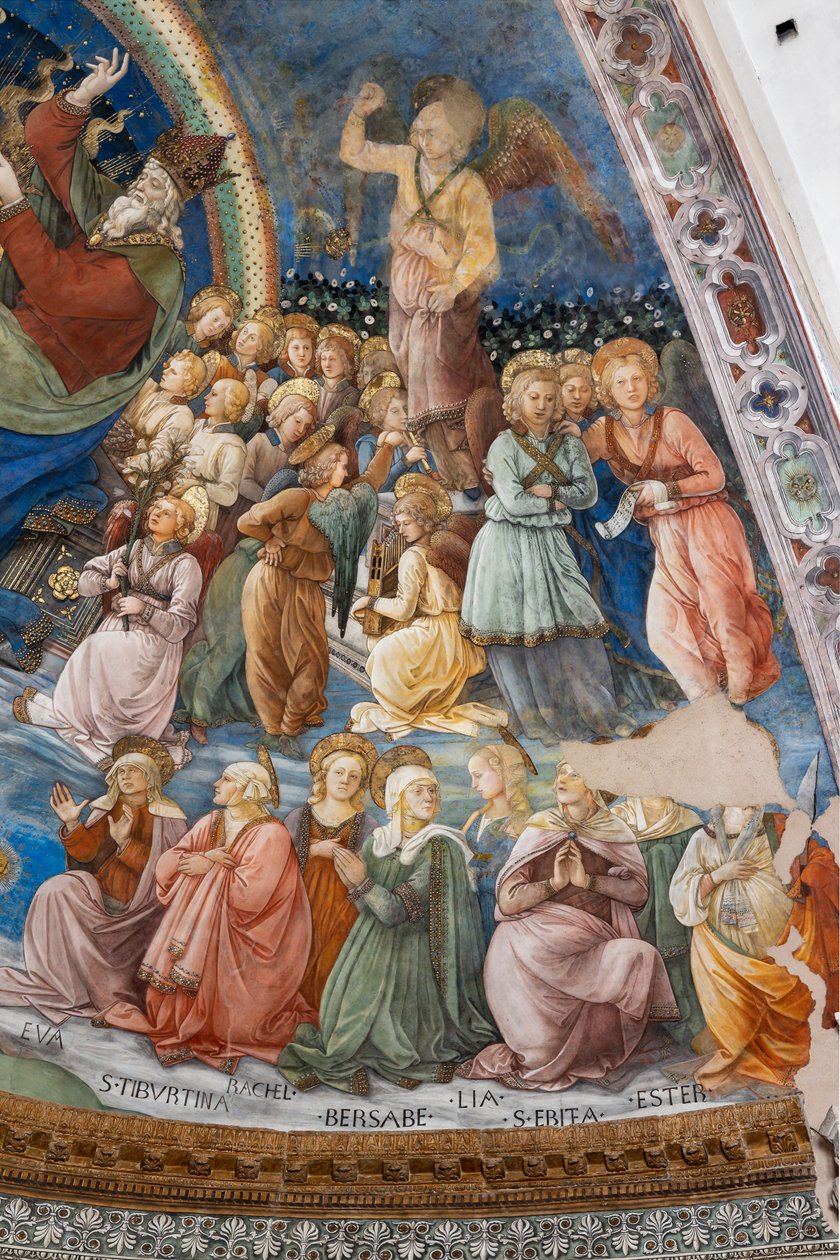Svatí a andělé, detail korunovace Marie od Filippo Lippi