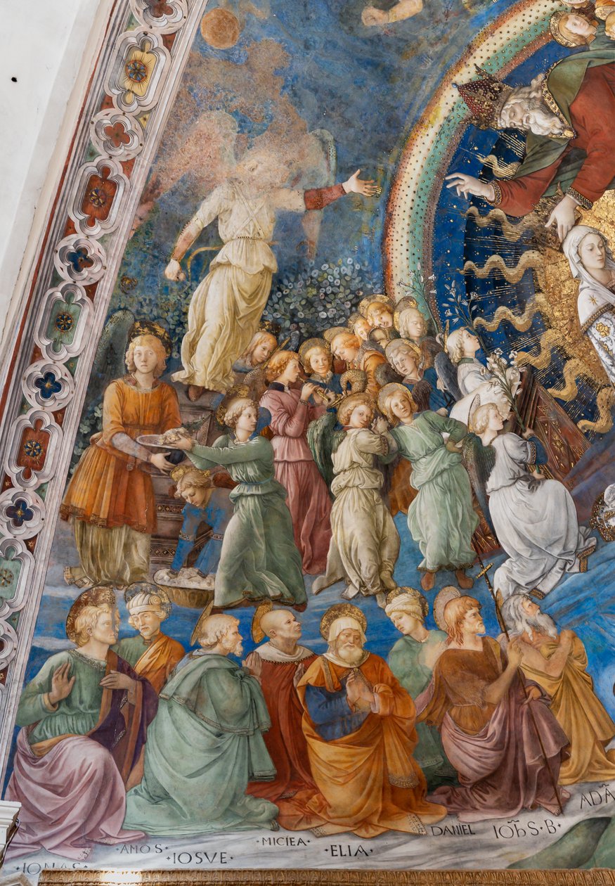 Svatí a andělé, detail korunovace Marie od Filippo Lippi