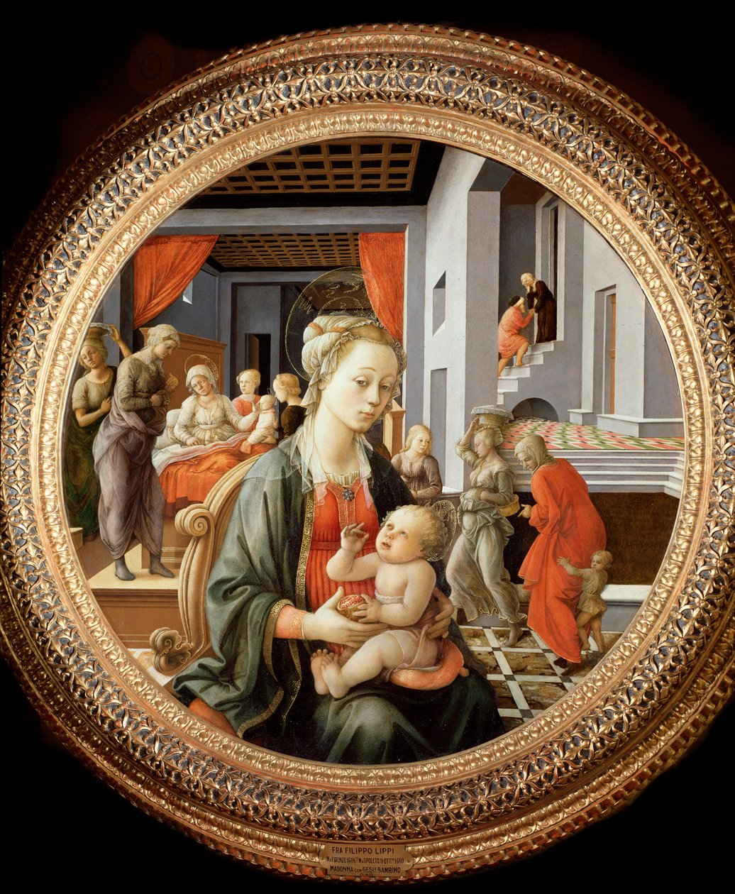 Panna s dítětem a výjevy ze života sv. Anny - olej na desce, kolem 1450 od Filippo Lippi
