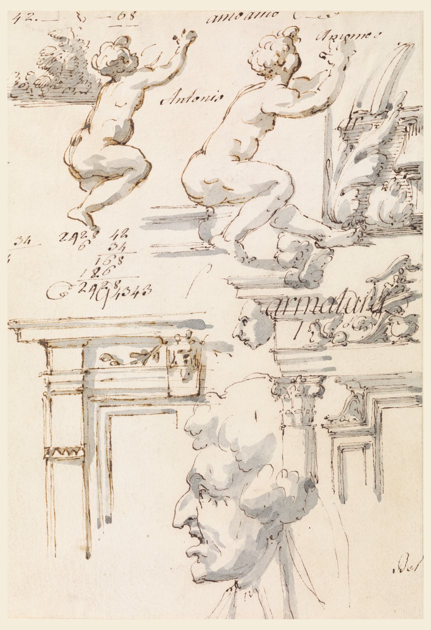 Architektonické detaily a figurální studie od Filippo Marchionni