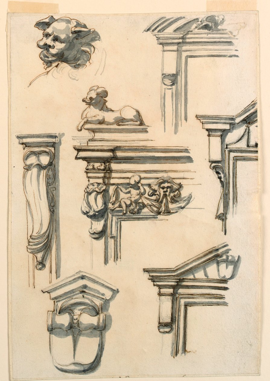 Kresba, architektonické studie, 1750-75 od Filippo Marchionni