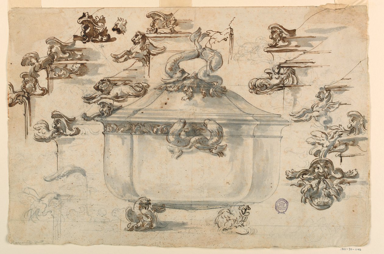Kresba, Návrhy na stříbrnou číši, 1769 od Filippo Marchionni